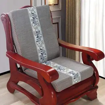 老式沙发坐垫老式实木沙发坐垫单人红木椅子连体靠背垫棉麻加厚硬海绵