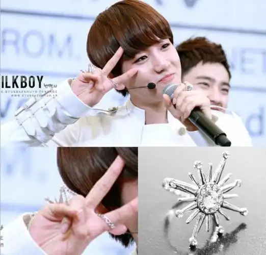 exo 边伯贤 卞白贤baekhyun 个人款标志镶钻可调节戒指 小款 配盒