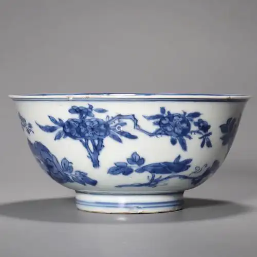 清康熙 青花四季花卉纹碗