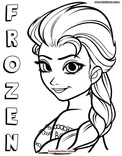 14张冰雪奇缘艾莎公主和安娜公主涂色图片下载-红豆饭小学生简笔画