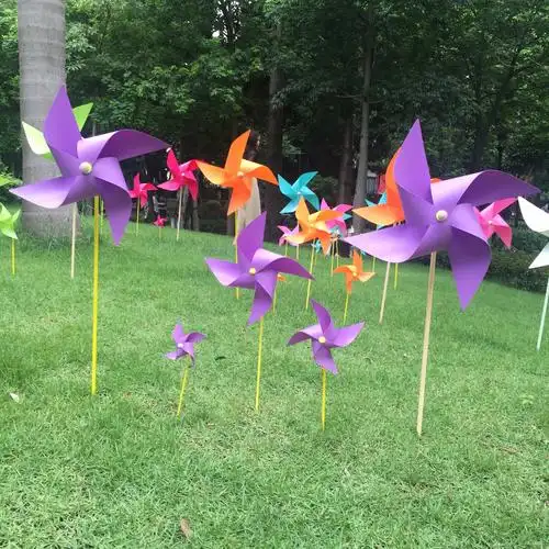 儿童玩具大风车风车塑料装饰活动公园幼儿园多色蓝色风车