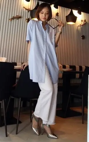 穿搭主题:蓝白衬衫洋装的另一种搭法