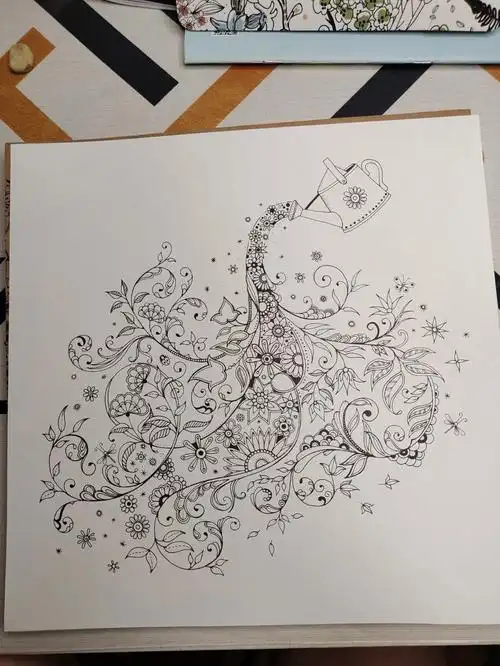 纯红还是有点压抑了#笔记灵感  #我的秘密花园  #涂色  #填色画