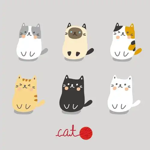 卡通可爱小猫咪儿童手机壳抱枕墙贴纸装饰插画矢量图案设计ai素材