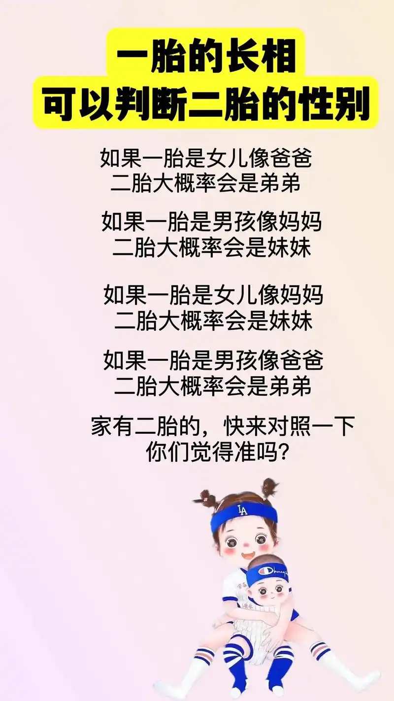 二胎是男是女看一胎像谁就知道了!