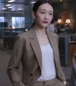 欧美2020春新款精英律师王鸥蓝红明星同款西装宽松时尚阔腿裤套装