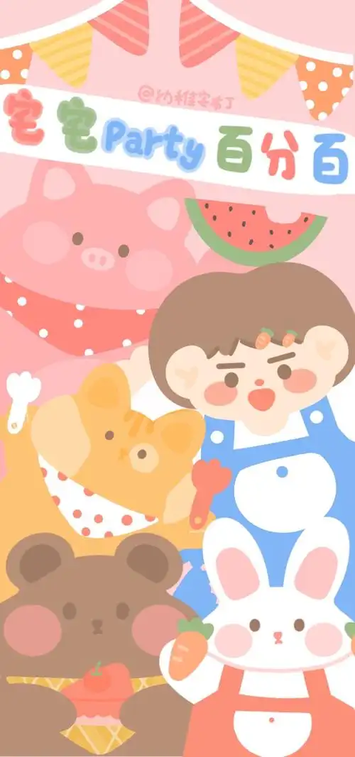 超萌超可爱锁屏壁纸套图熊熊兔兔幼稚宅布丁