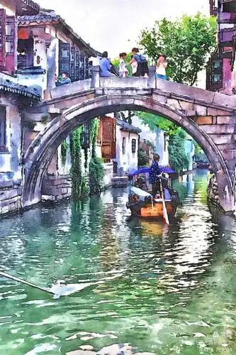 《彩铅画周庄 非梦非幻 仙境缥缈》