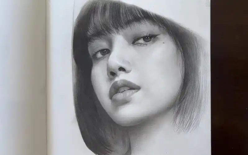 写生素描作品女歌手lisa明星肖像系列