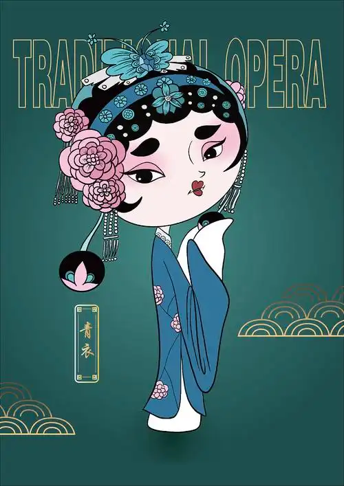 京剧旦角ip形象拨浪鼓小花旦