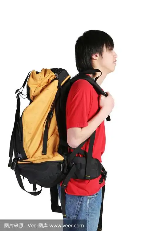 背包客的侧视图