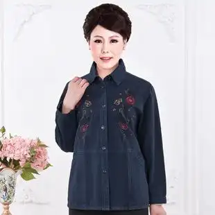 中老年女装长袖衬衫秋装新款妈妈装纯棉衬衣5060岁老人秋季服装