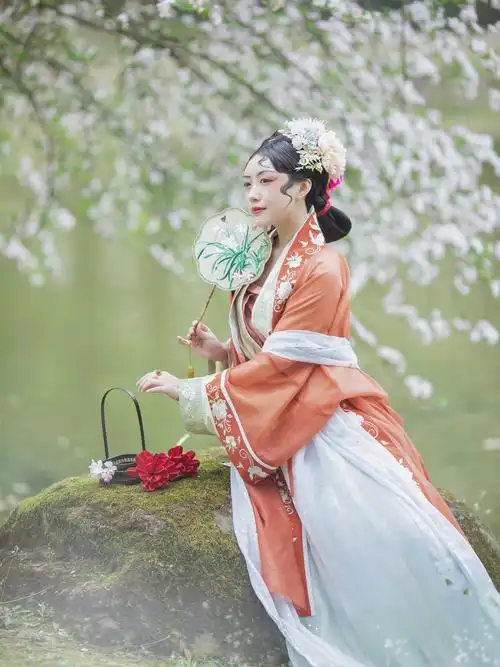 花蕊夫人宋制齐腰汉服女原创对襟长褙飞机百迭汉服