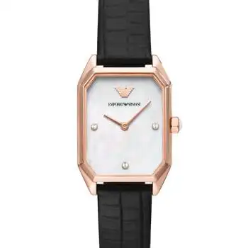 阿玛尼emporioarmani手表镶钻贝母方型表盘皮带石英女士腕表ar11390