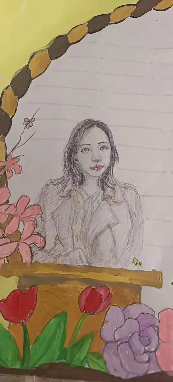 吴锦熙小朋友为老师画的素描肖像画,真的好 - 抖音