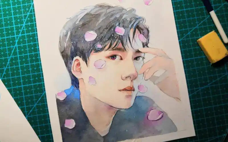 【水彩手绘过程】李易峰 第一次录水彩过程~_哔哩哔哩_bilibili