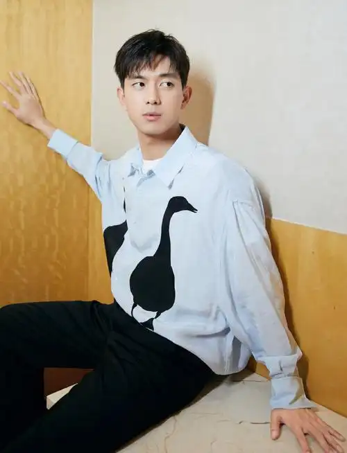 李现蓝色衬衫帅气写真图片