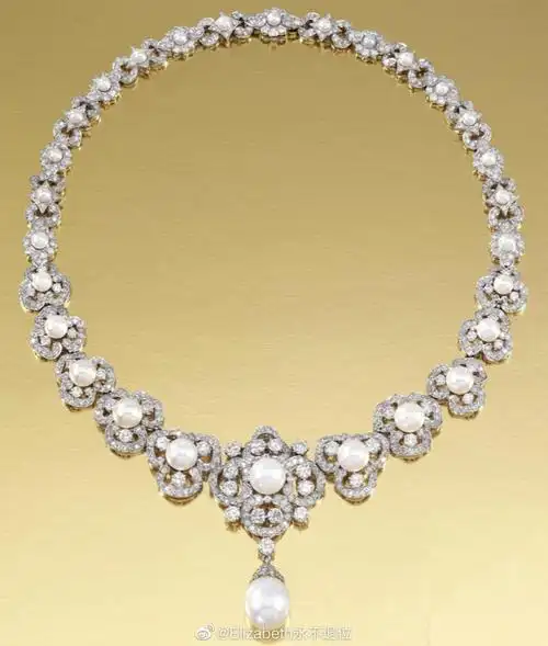 golden jubilee replica necklace 这条精致华丽的钻石配珍珠项链