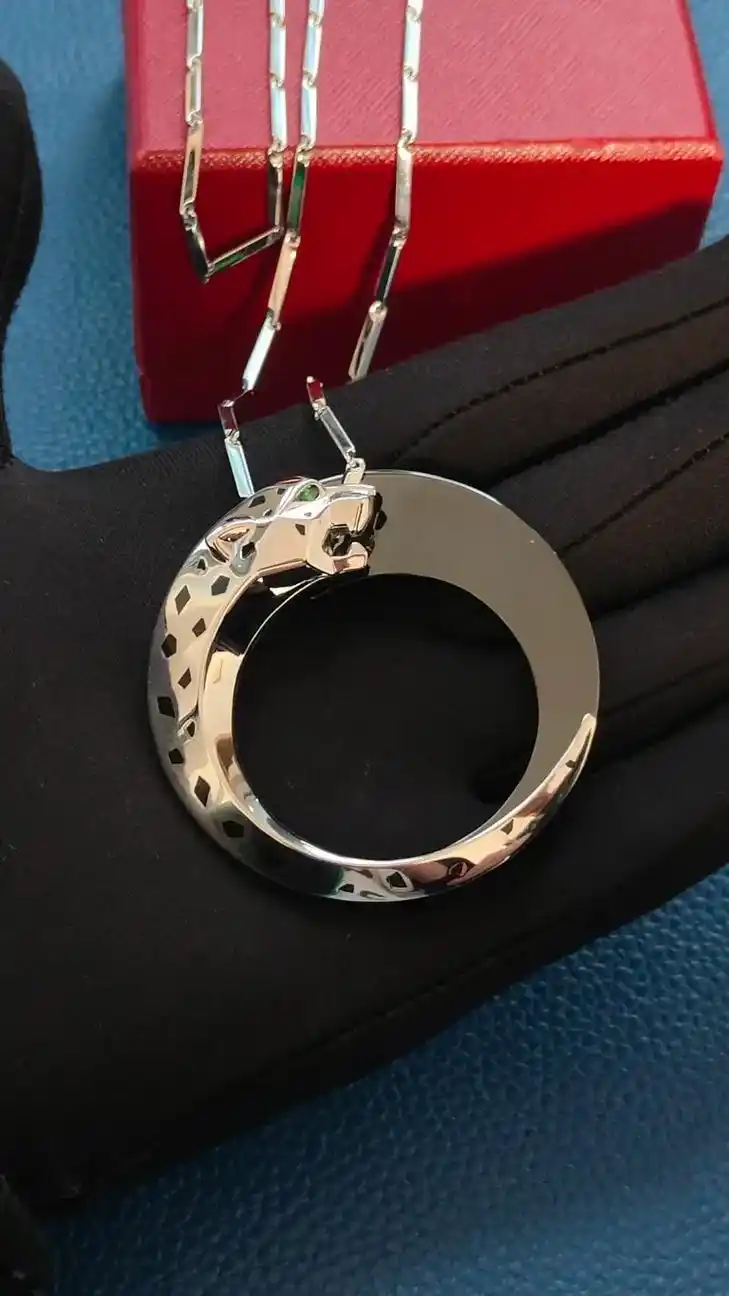 95新卡地亚猎豹项链18k白金项链