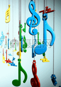 可爱悬挂的音符h5动态背景图片素材