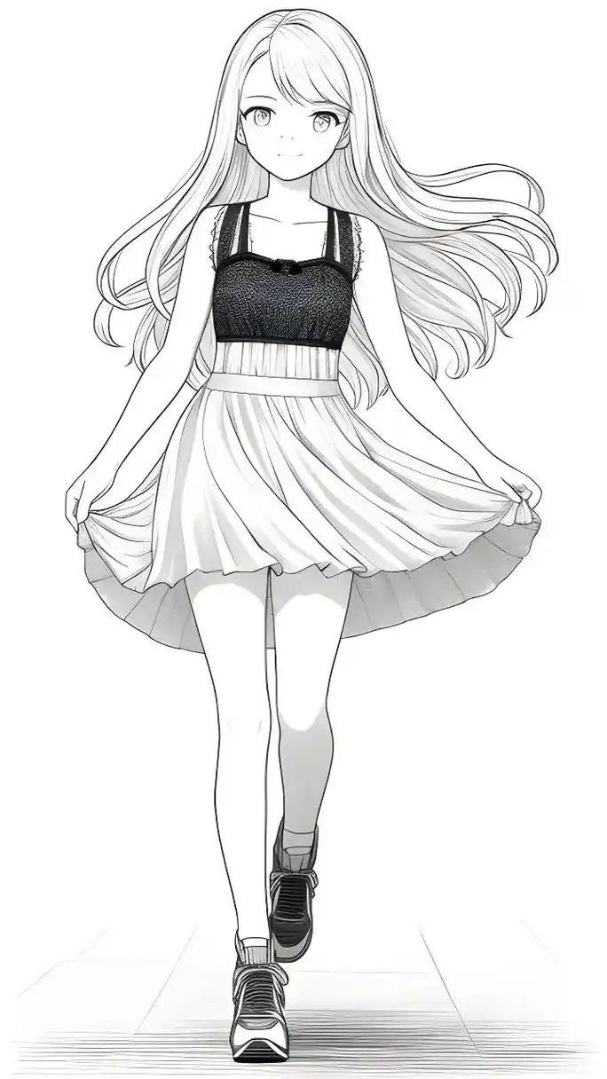 "美化你的视界,免费美少女卡通人物线稿.#美少女线稿#涂色  - 抖音