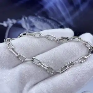 卡地亚斯巴达白金男士手链 长度18厘米