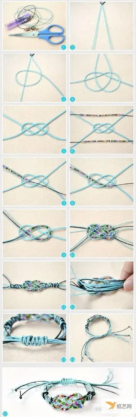 带串珠的精美手绳手工编法图解教程