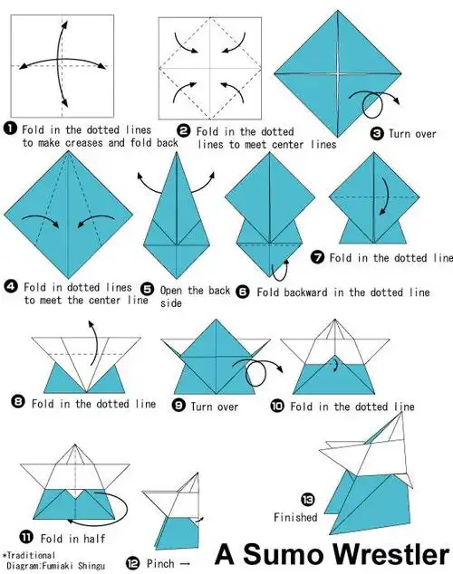 儿童折纸大全图解教程手把手教你制作会动的折纸相扑