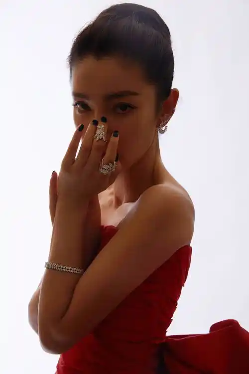 李冰冰穿曳地红裙高级大气红黑剪影犹如女神雕像