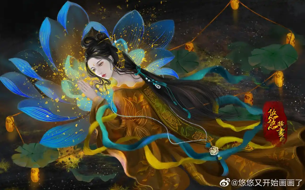 [星星]唯美古风人物壁纸插画[星星] 画师:十七悠 终于为那一身江南