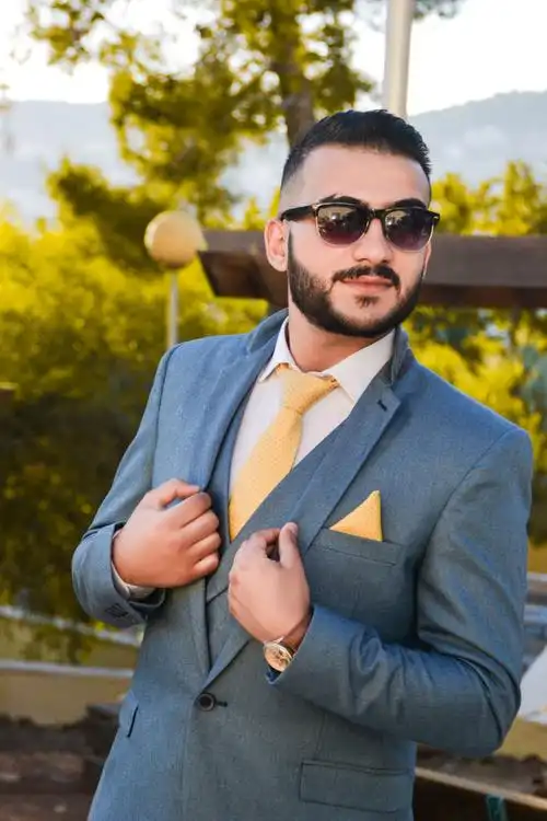 佩戴,发型,太阳镜,好看,姿势,年轻,户外,摄影,时尚,模特,模糊,男人