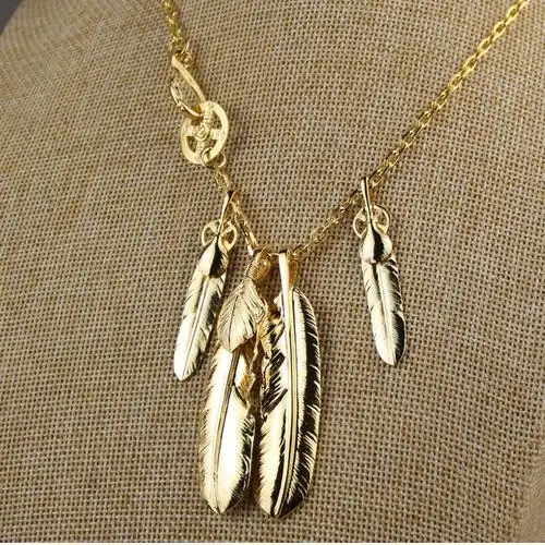 高桥吾郎goros组合套装goros纯银电镀18k金羽毛项链吊坠 镀金 铜