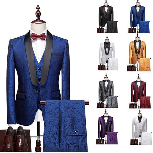 西服套装男士新郎结婚礼服潮流司仪主持人服装加加大码胖子三件套