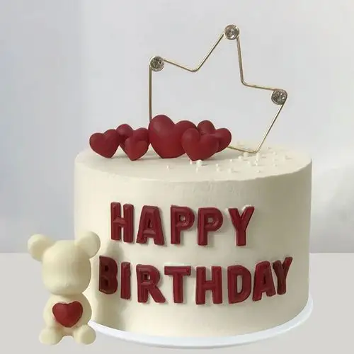 仿真蛋糕模型2021新款网红简约ins爱心小熊定制摄影样品橱窗道具