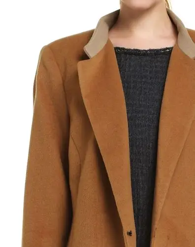 橙棕色简约大方长款长袖大衣