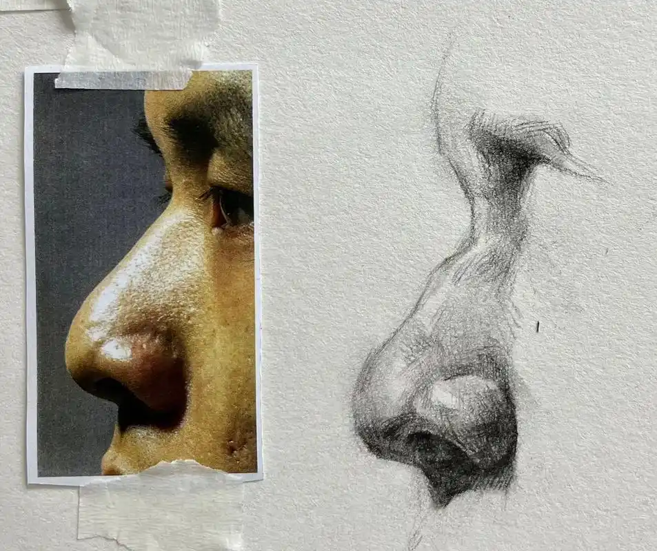 课堂示范鼻子精讲.#美术生 #素描头像 #绘画 - 抖音