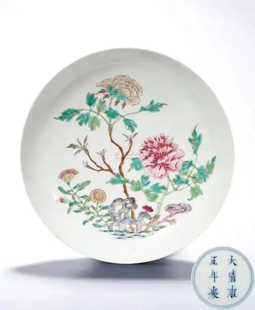 【清雍正 粉彩牡丹花卉纹盘】拍卖品_图片_价格_鉴赏_清代粉彩瓷器