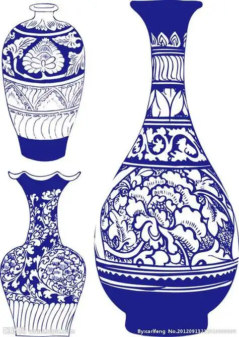 青花瓷简笔画儿童画儿童青花瓷手绘图片简笔画