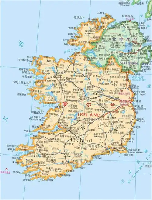 爱尔兰地图中文版高清_爱尔兰地图查询