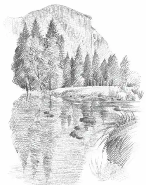 素描风景教程:远山的画法