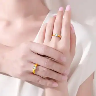 初卿(chuqing) 黄金戒指女男情侣一对婚戒999足金对戒实心求婚520情人