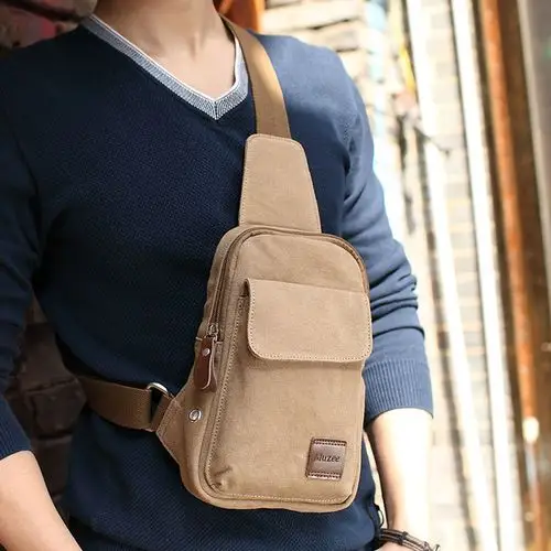帆布小包胸包韩版休闲男包单肩包男士背包腰包天天