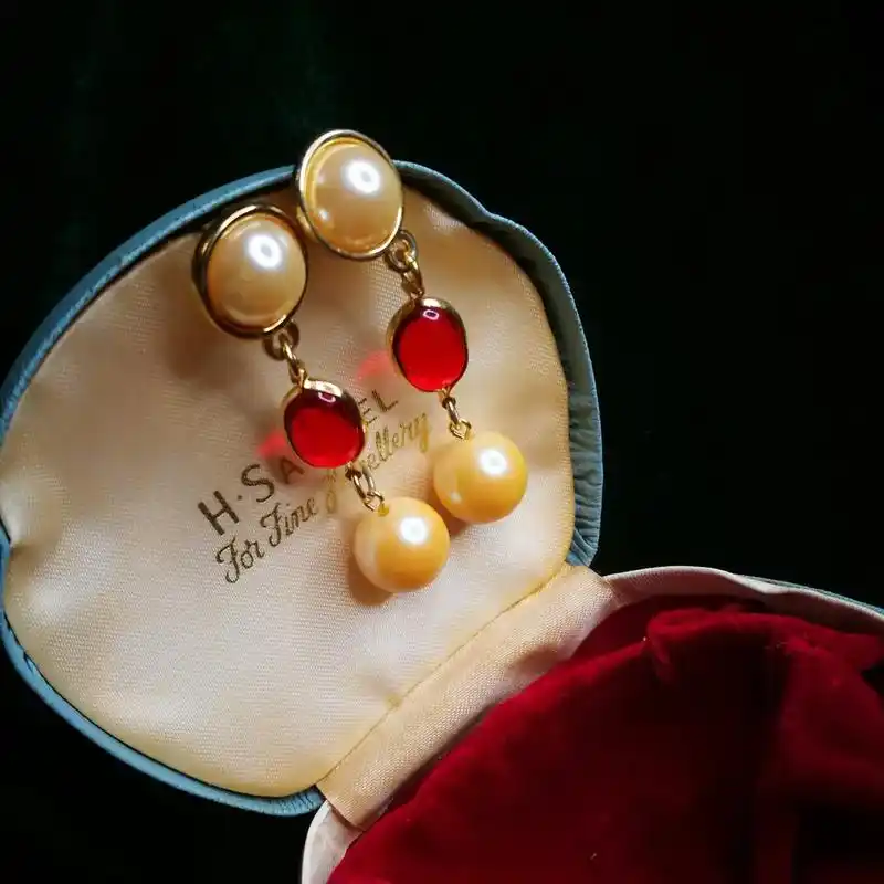 vintage西洋古董琉璃仿珍珠耳钉.绝美的琉璃耳钉 琉璃加 - 抖音