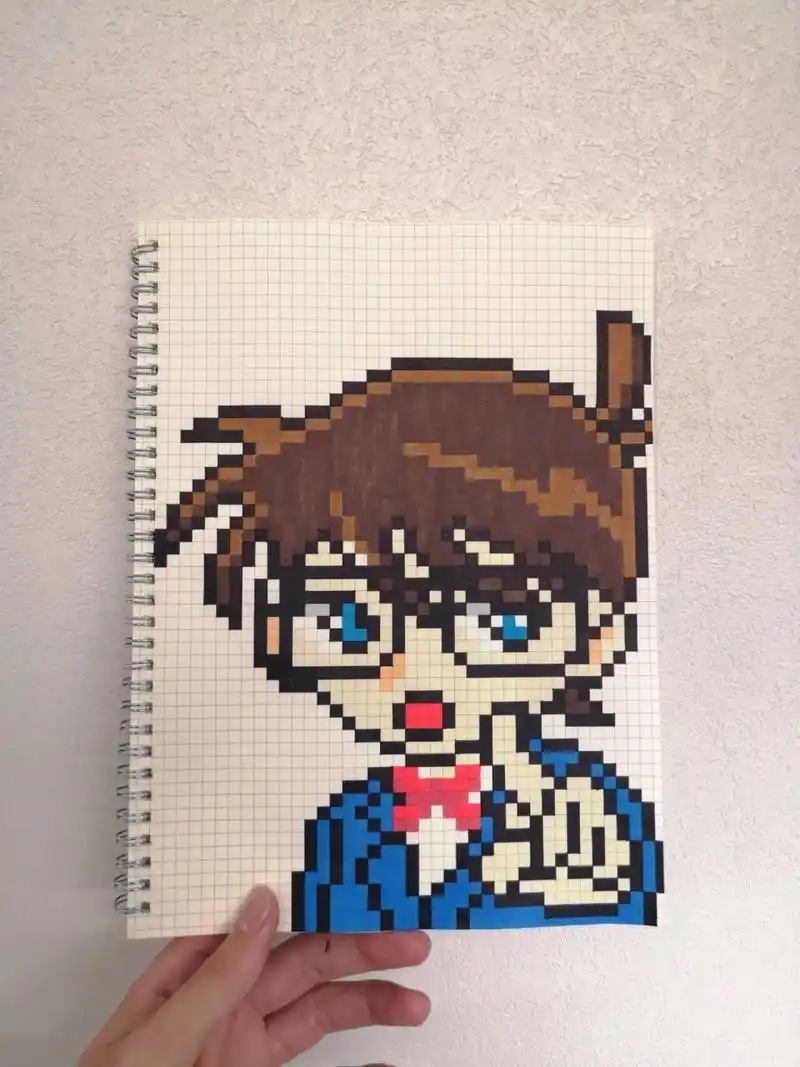 像素画:柯南 网格本:a4 图纸