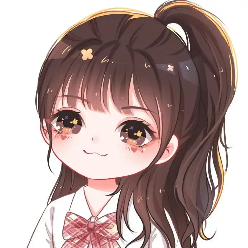 卡通q版可爱女生头像 半马尾戴口罩女生头像~ 直播画的 图2空白背景