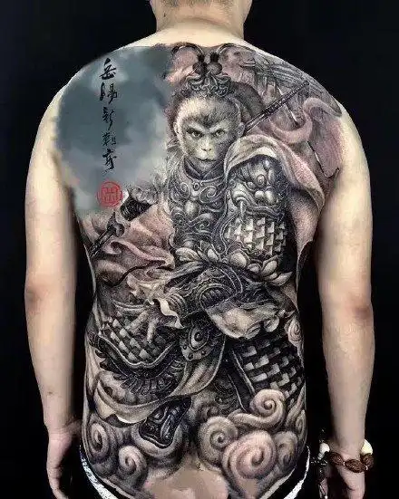 帅气的齐天大圣孙悟空大满背纹身图案89