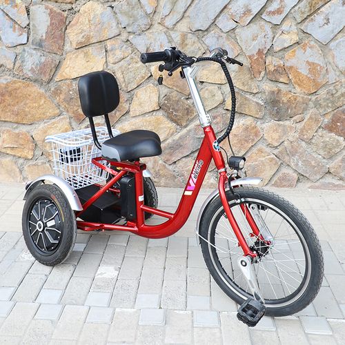 fulande电动三轮车代步车外八字防侧翻前蹬人力电动三轮车安全送父母