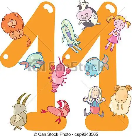 十一, 卡通漫画, 数字, 描述, 玩具