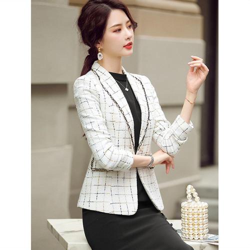 格子西装外套女2020年新款韩版小香风气质短款秋季休闲小西服上衣