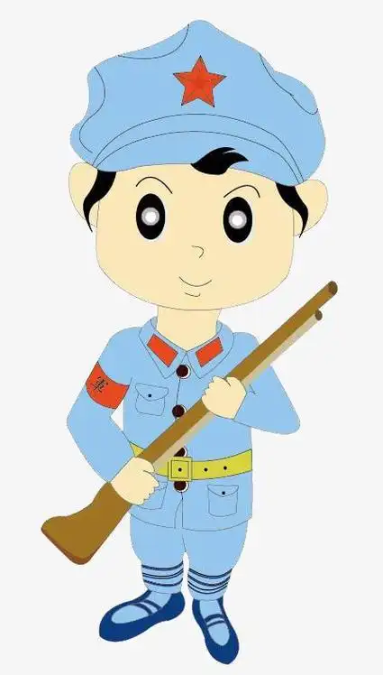 小八路军拿着枪的简笔画
